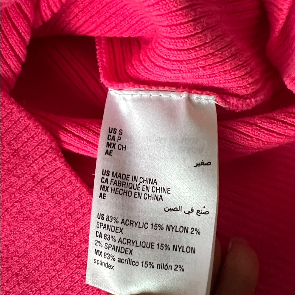 Bar III Pink Long Sleeve Knit Mock Neck Crop Top - Picture 5 of 6